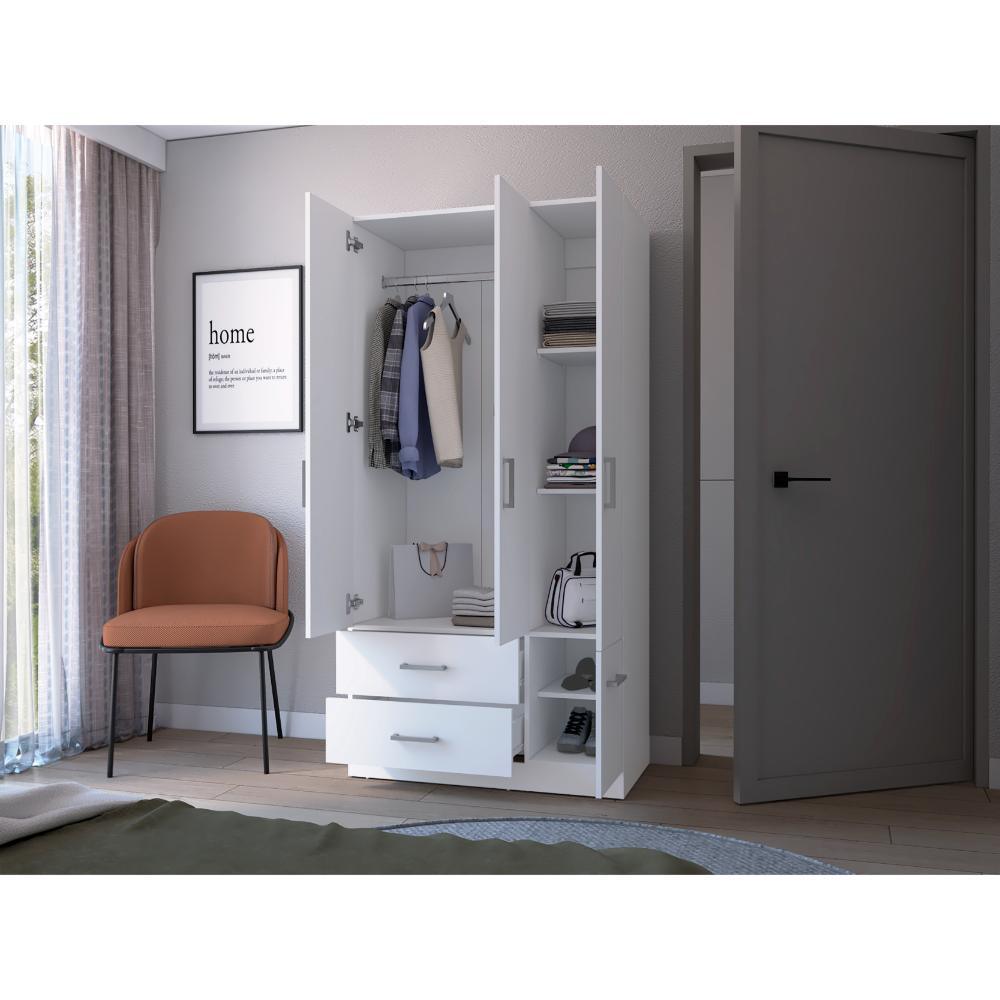 Clóset Cebres, Blanco, con Cuatro Puertas y Dos Cajones ZF