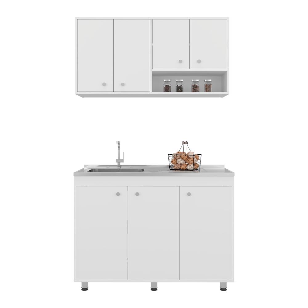 Cocina Completa Napoleon, Kronos Blanco, Incluye Módulo Superior con Dos Puertas Abatibles y Módulo Inferior con Tres Puertas Abatibles ZF