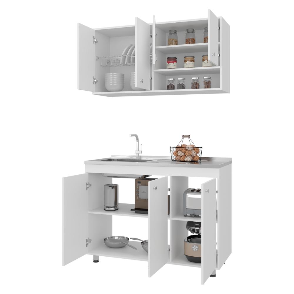 Cocina Completa Napoleon, Kronos Blanco, Incluye Módulo Superior con Dos Puertas Abatibles y Módulo Inferior con Tres Puertas Abatibles ZF