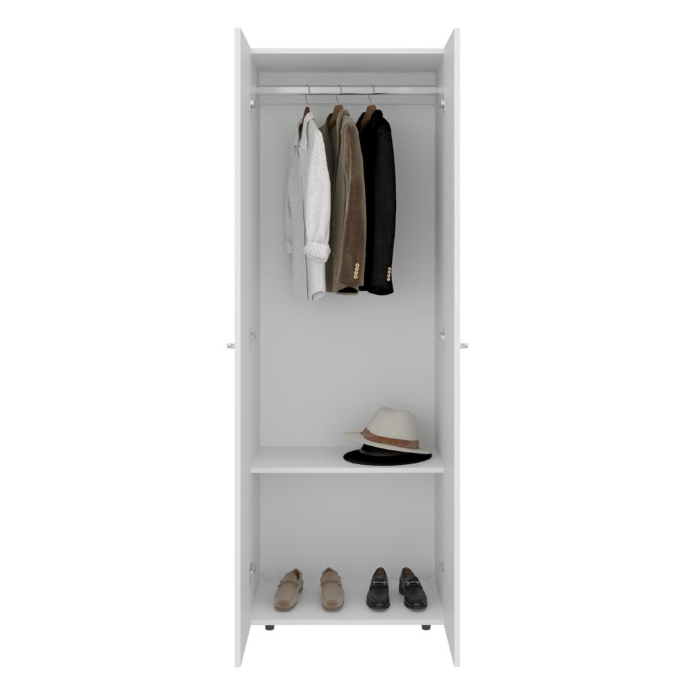 Closet Beico, Blanco Duqueza, con dos Puertas Abatibles y un Tubo cromado ZF