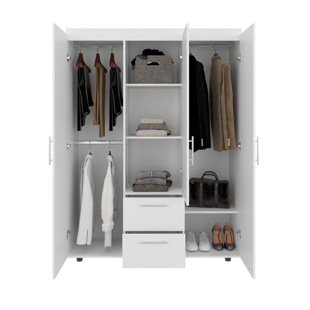 Closet Mercury Lite, Blanco Duqueza, Dos Cajones y Tres Tubos Cromados