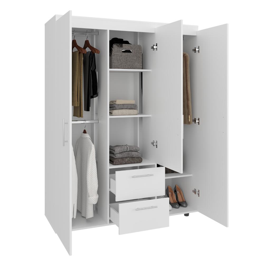 Closet Mercury Lite, Blanco Duqueza, Dos Cajones y Tres Tubos Cromados