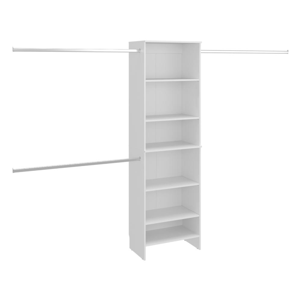 Closet Abierto Westport, Blanco, Con cuatro entrepaños y tres tubos cromados ZF