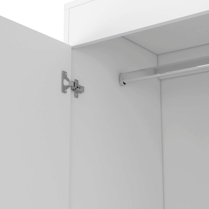 Closet Agata, Blanco, con Dos Cajones y Tubo Cromado Para Colgar Ropa ZF - VIRTUAL MUEBLES