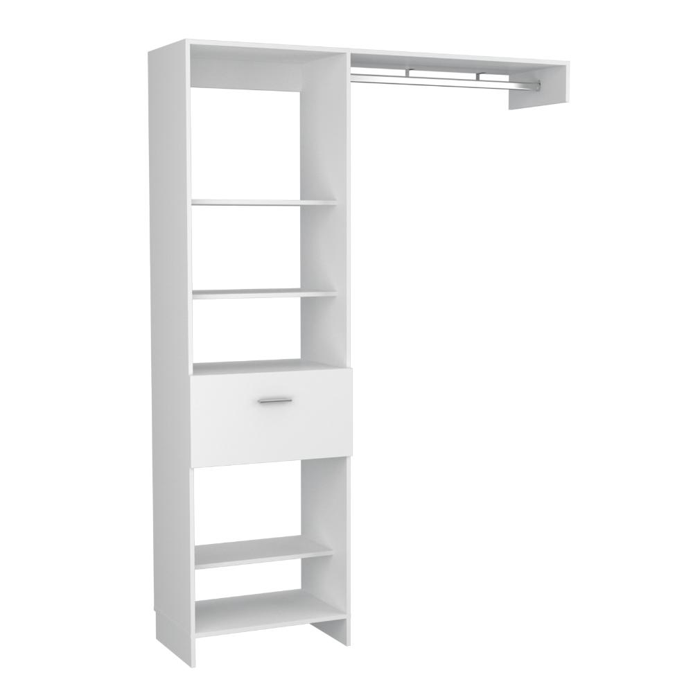 Closet Delhi 150, Blanco Duqueza, con tres entrepaños y un tubo para colgar ropa ZF