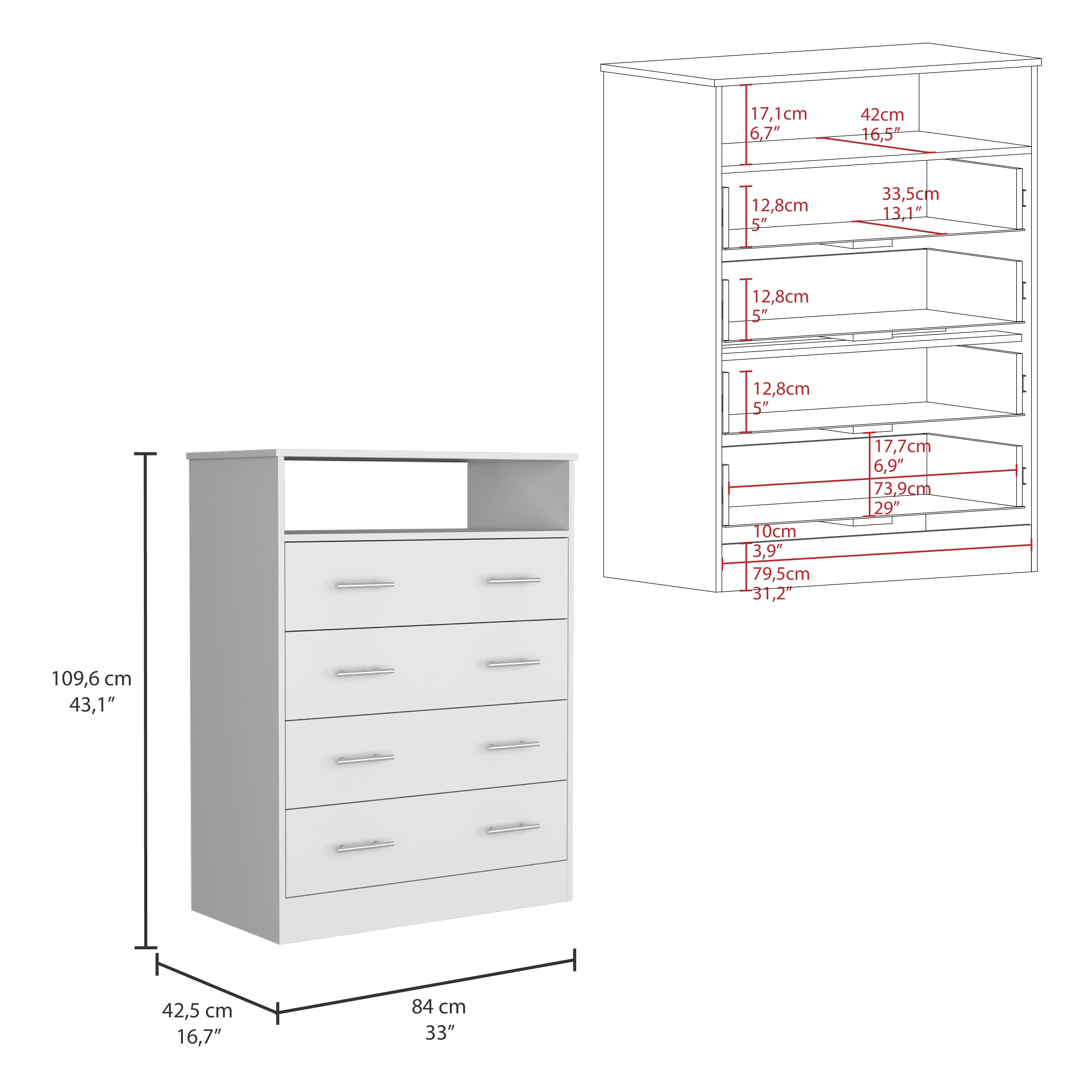 Organizador Barlovento, Blanco con Cuatro Cajones ZF - VIRTUAL MUEBLES