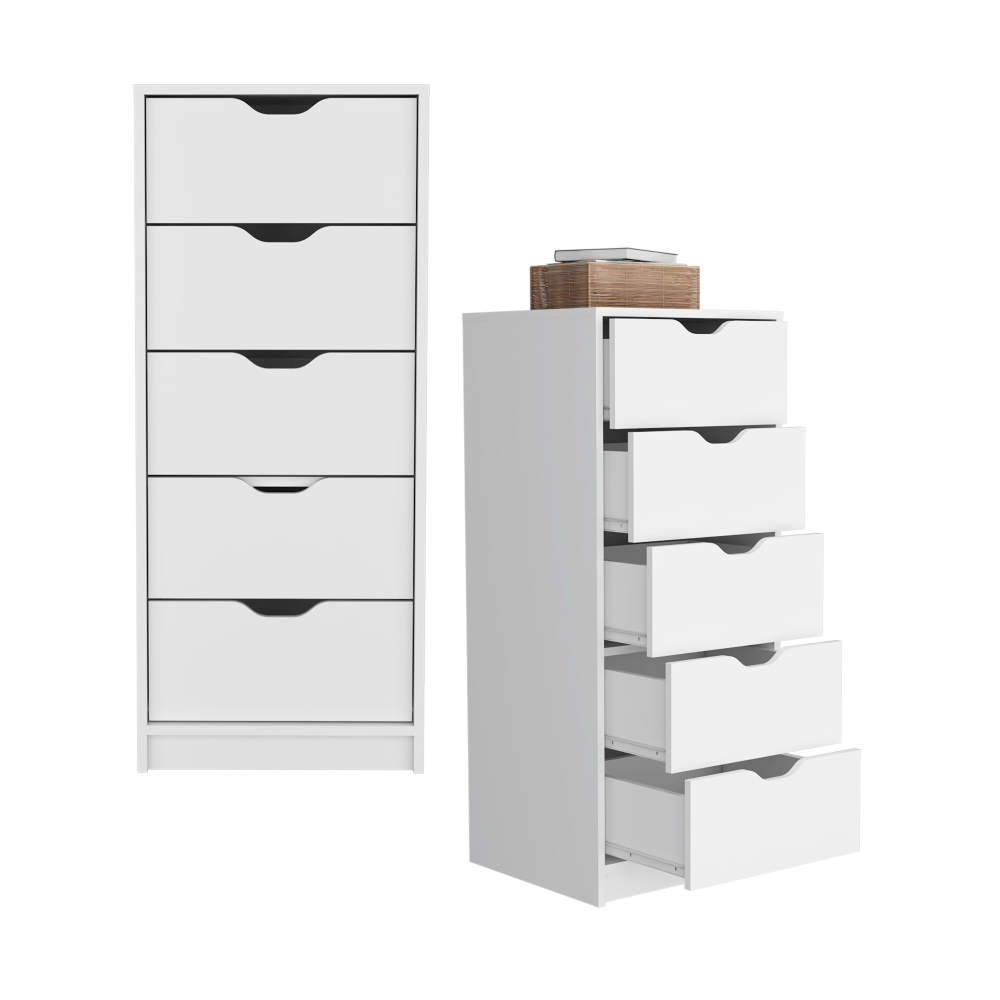 Organizador Brasilia, Blanco, con cinco cajones multiusos deslizables X2