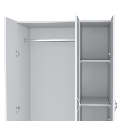 Closet Orbe, Blanco Duqueza, con dos cajones, cuatro entrepaños y tubo cromado ZF - VIRTUAL MUEBLES