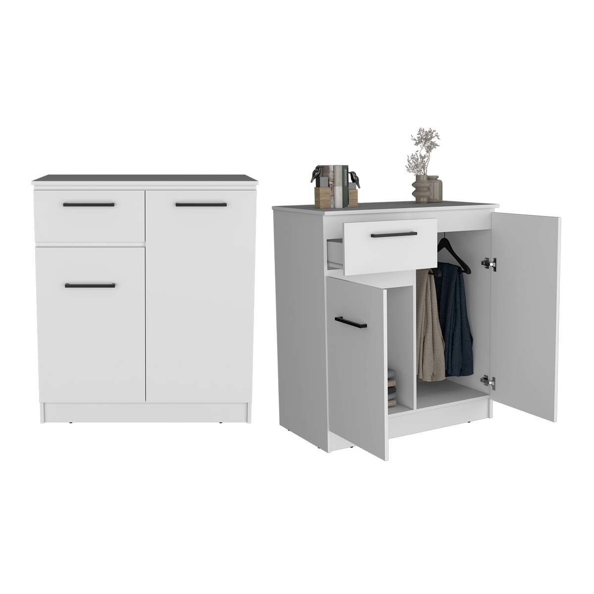 Set de 2 Organizadores Indira, Blanco Duqueza, con Tres Cajones Multiusos Deslizables ZF