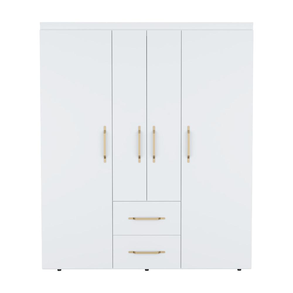 Closet Bariloche Bombay Eco, Blanco Duqueza y Dorado, Con Variedad De Entrepaños y Cuatro Puertas Abatibles ZF