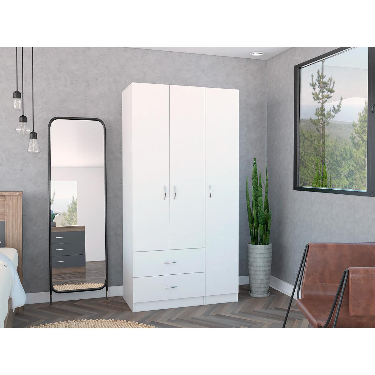 Closet América, Blanco, con Dos Cajones y Variedad de Entrepaños