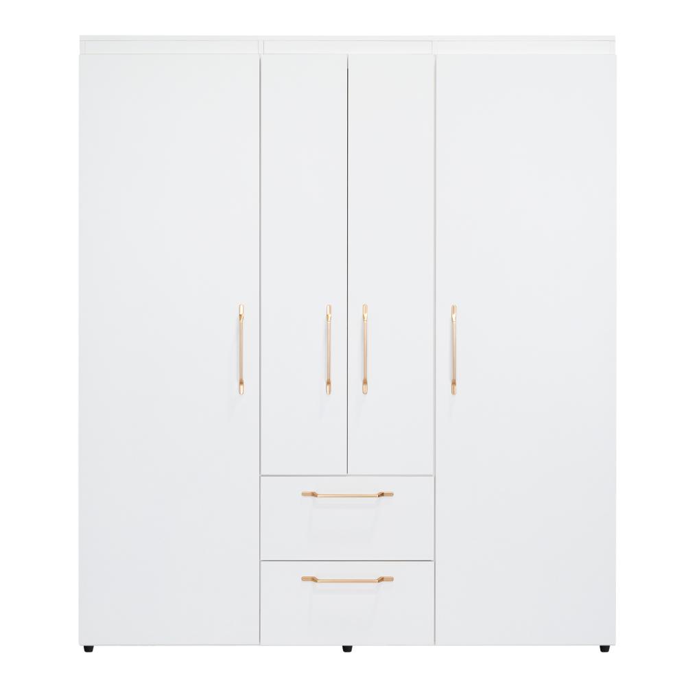 Closet Eco Golden, Blanco y Dorado, Variedad de Entrepaños y  Cuatro puertas Abatibles
