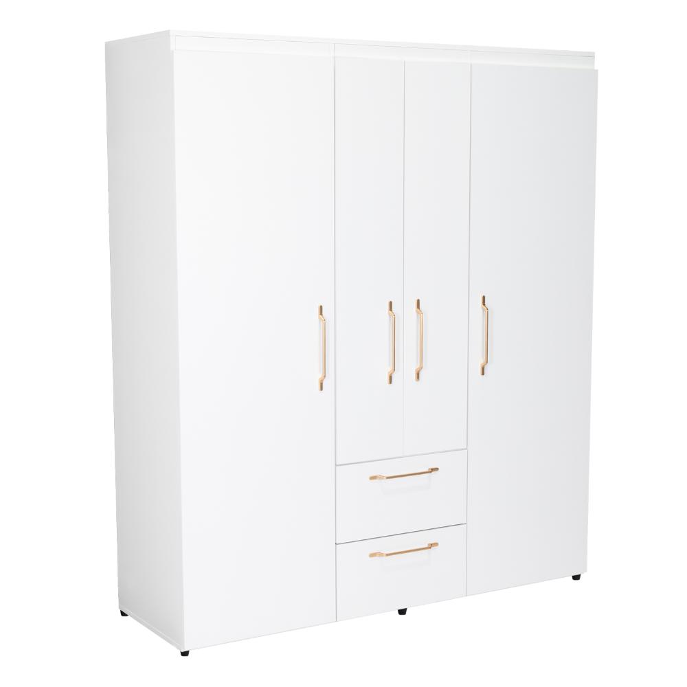 Closet Eco Golden, Blanco y Dorado, Variedad de Entrepaños y  Cuatro puertas Abatibles