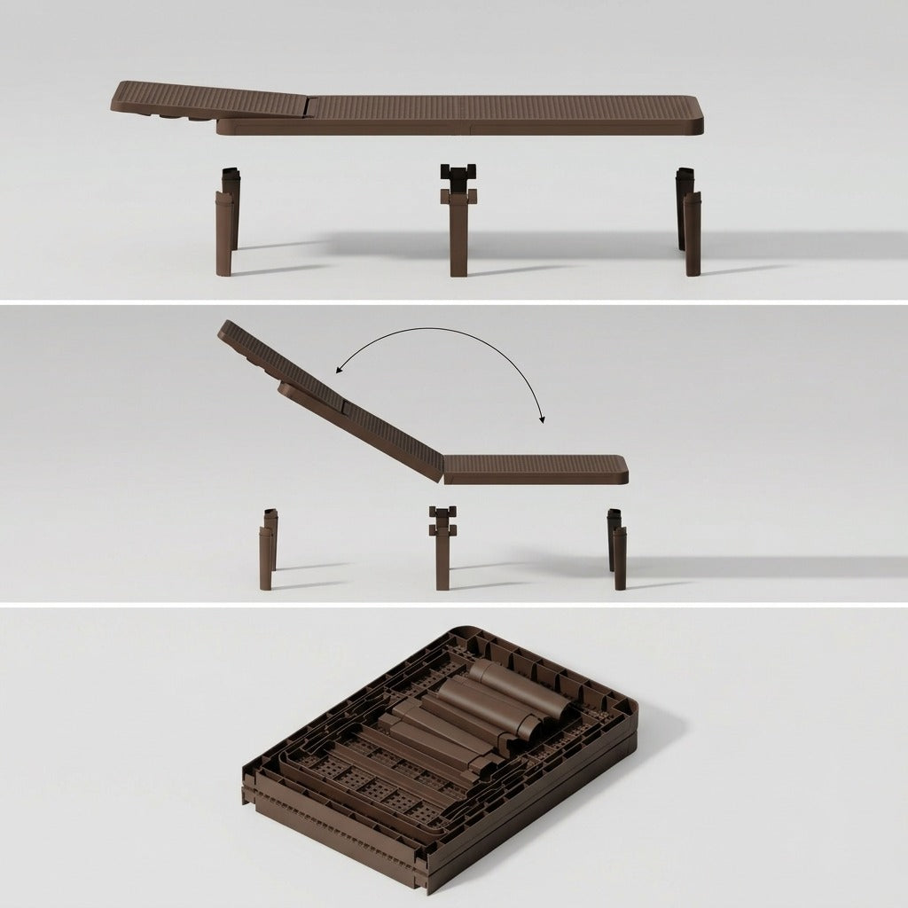 Set de 4 Camas Asoleadoras Delhi, Café, Diseño Minimalista