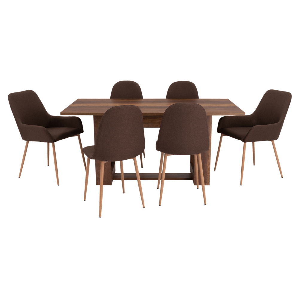 Combo Comedor Sonora, Cobre, Chocolate y Café Claro, Incluye Comedor y 6 Sillas - VIRTUAL MUEBLES