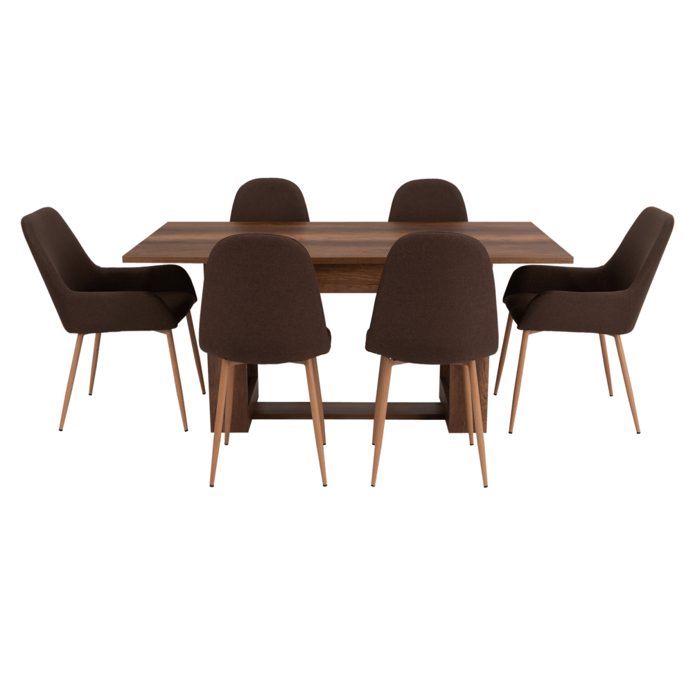 Combo Comedor Sonora, Cobre, Chocolate y Café Claro, Incluye Comedor y 6 Sillas - VIRTUAL MUEBLES