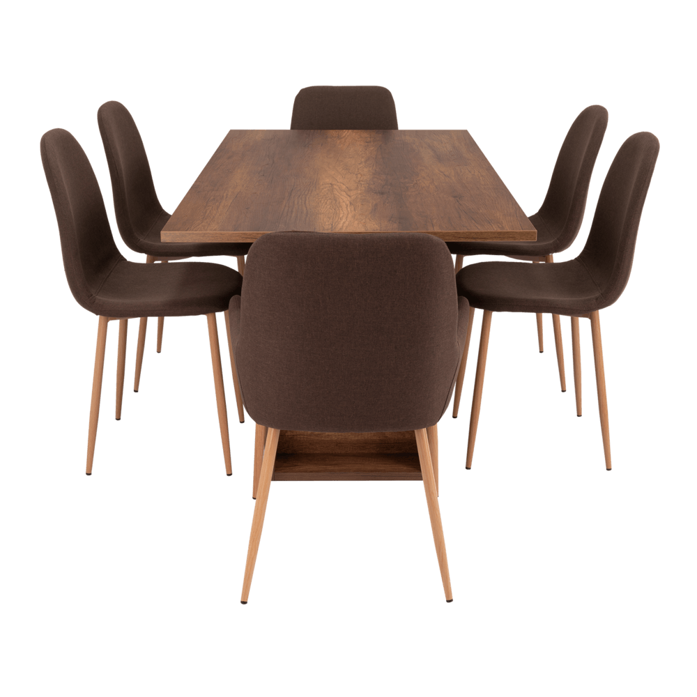 Combo Comedor Sonora, Cobre, Chocolate y Café Claro, Incluye Comedor y 6 Sillas - VIRTUAL MUEBLES