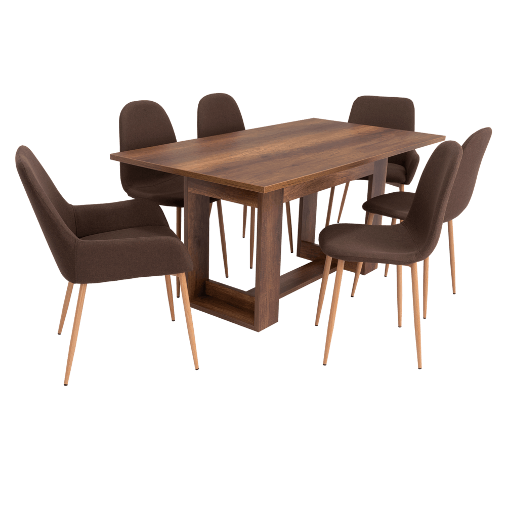 Combo Comedor Sonora, Cobre, Chocolate y Café Claro, Incluye Comedor y 6 Sillas - VIRTUAL MUEBLES
