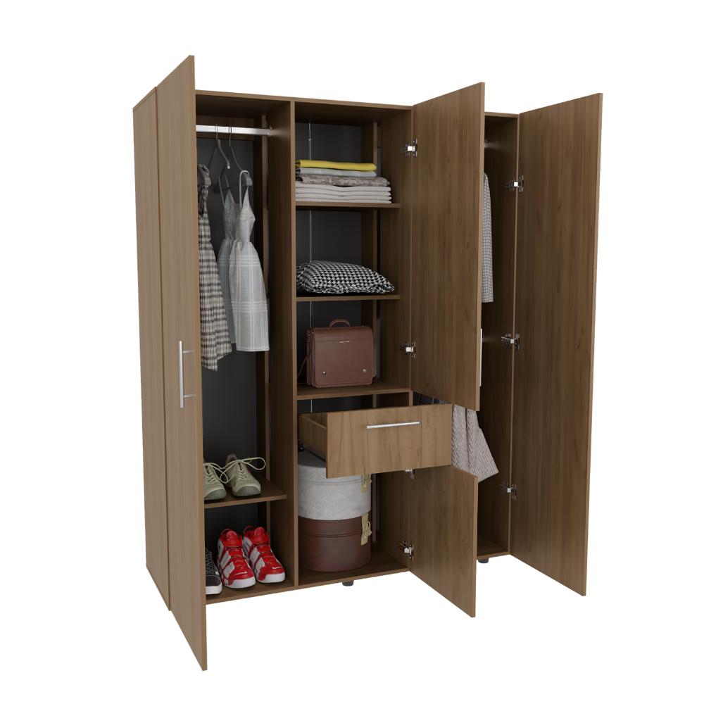 Closet Bariloche Bombay Eco ll, Fresno Europeo, Con Variedad de Entrepaños y Cuatro Puertas Abatibles ZF