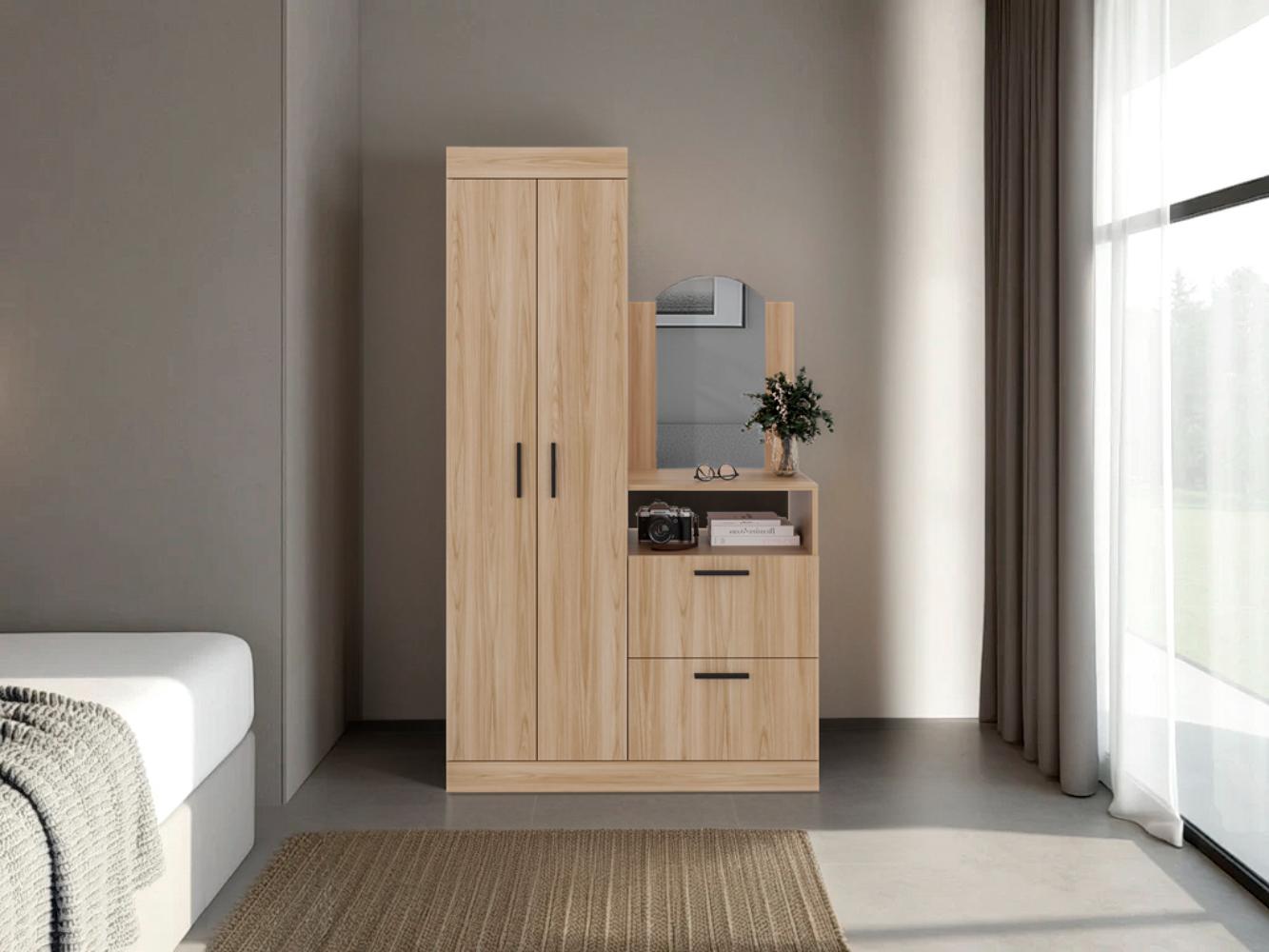 Closet Tocador Praga, Fresno Europeo, con diseño moderno incluye Espejo