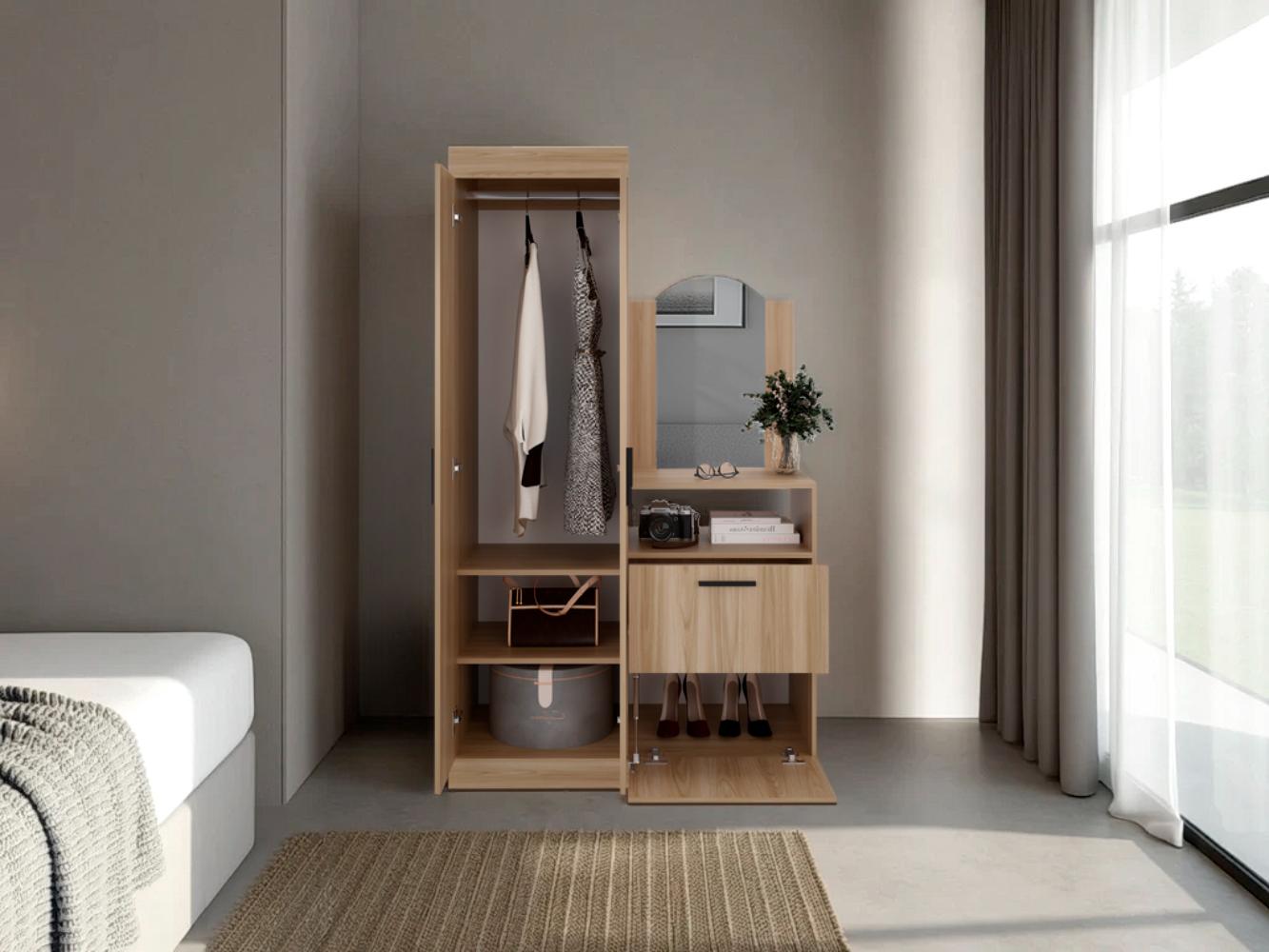 Closet Tocador Praga, Fresno Europeo, con diseño moderno incluye Espejo