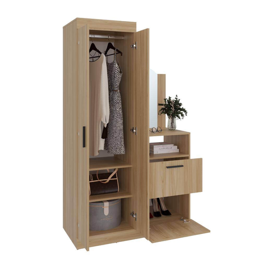 Closet Tocador Praga, Fresno Europeo, con diseño moderno incluye Espejo