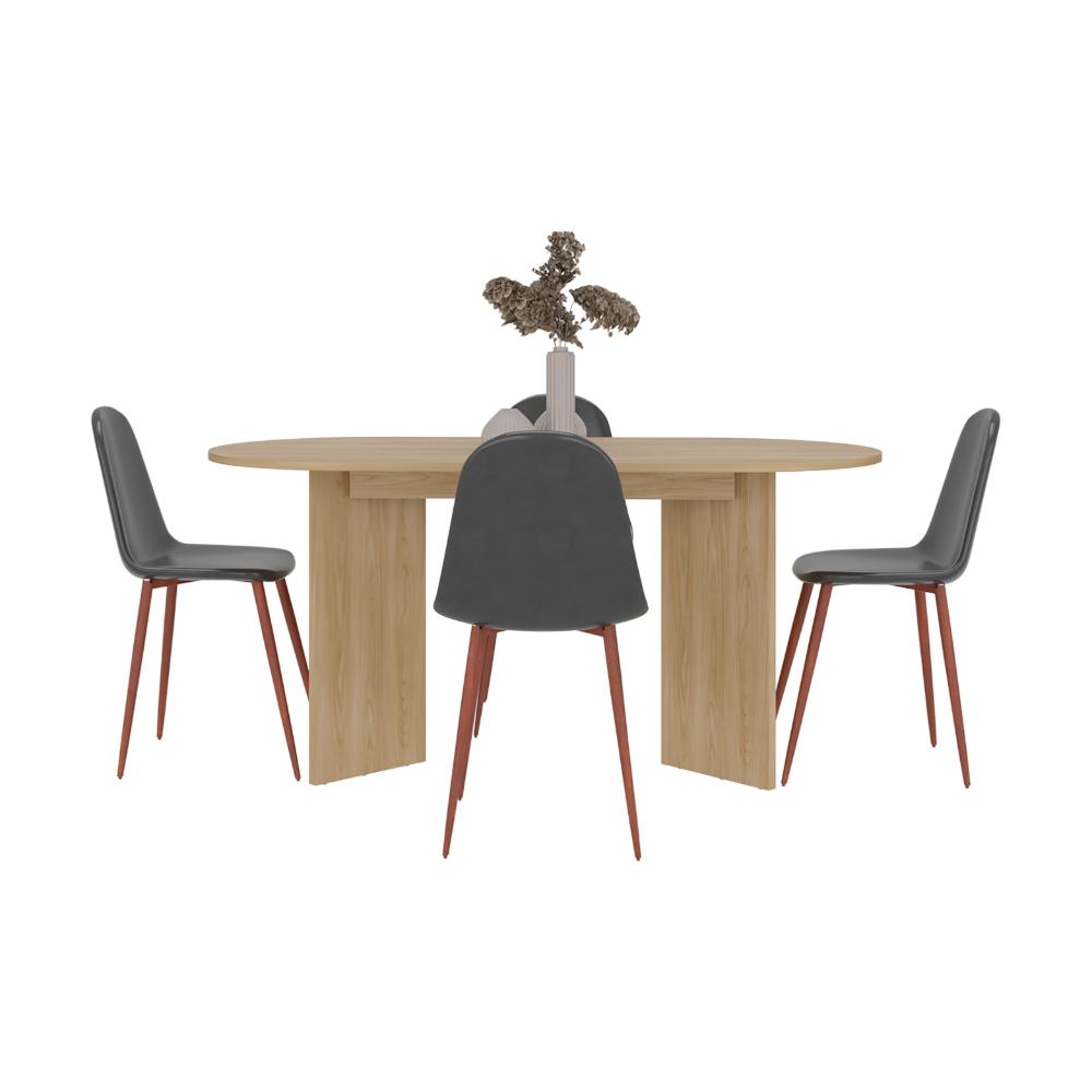 Mesa Comedor Ted, Fresno Europeo, con Amplia Superficie, No Incluye Sillas
