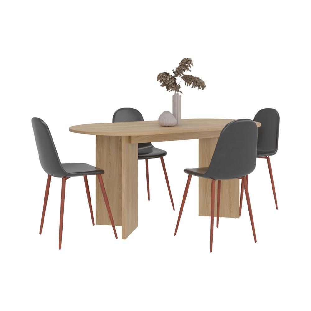 Mesa Comedor Ted, Fresno Europeo, con Amplia Superficie, No Incluye Sillas