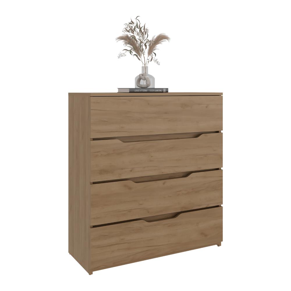 Comoda Zory, Kronos Fresno, Con cuatro cajones, diseño moderno y de fácil armado ZF