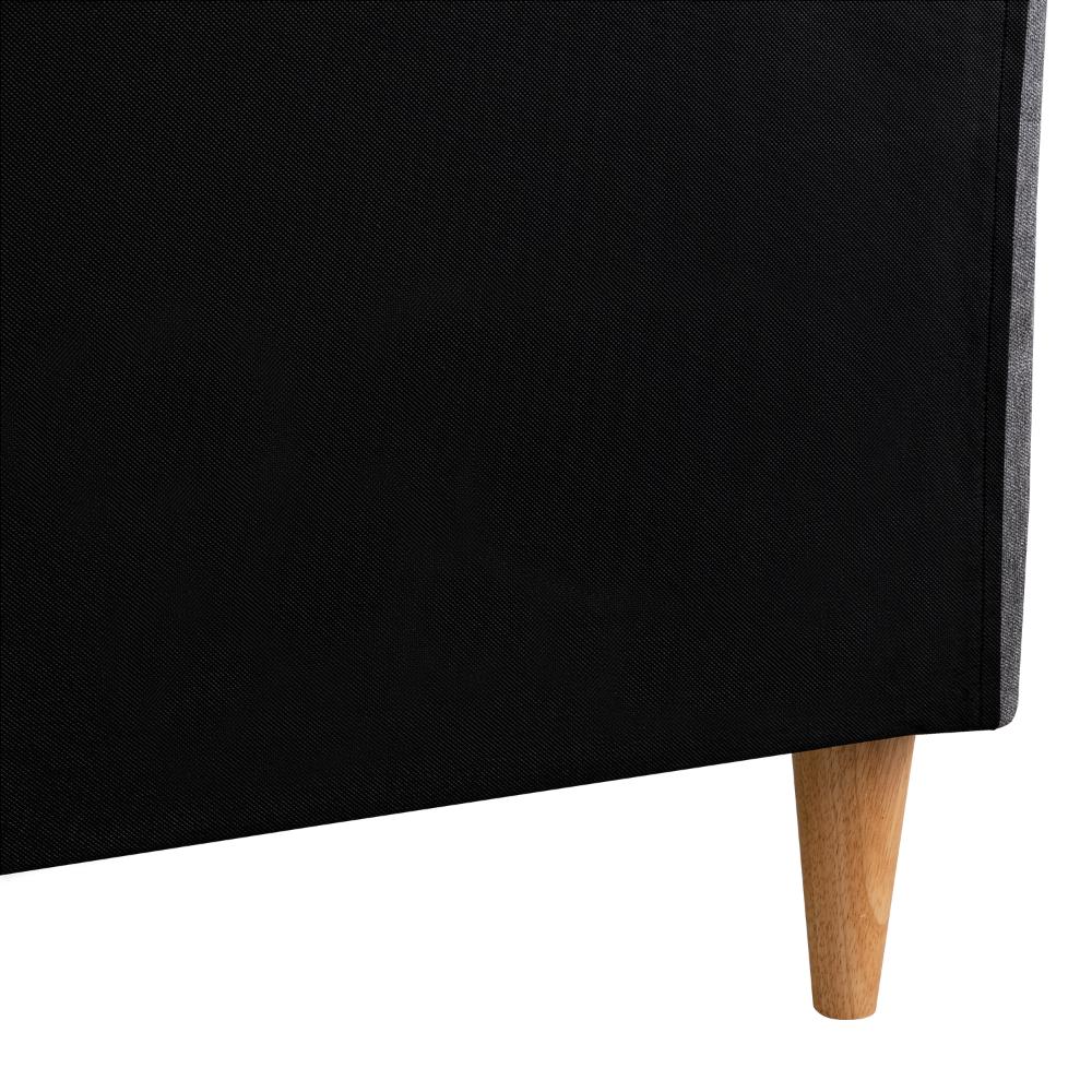 Cama Doble Tania, Gris Oscuro, madera roble tapizada