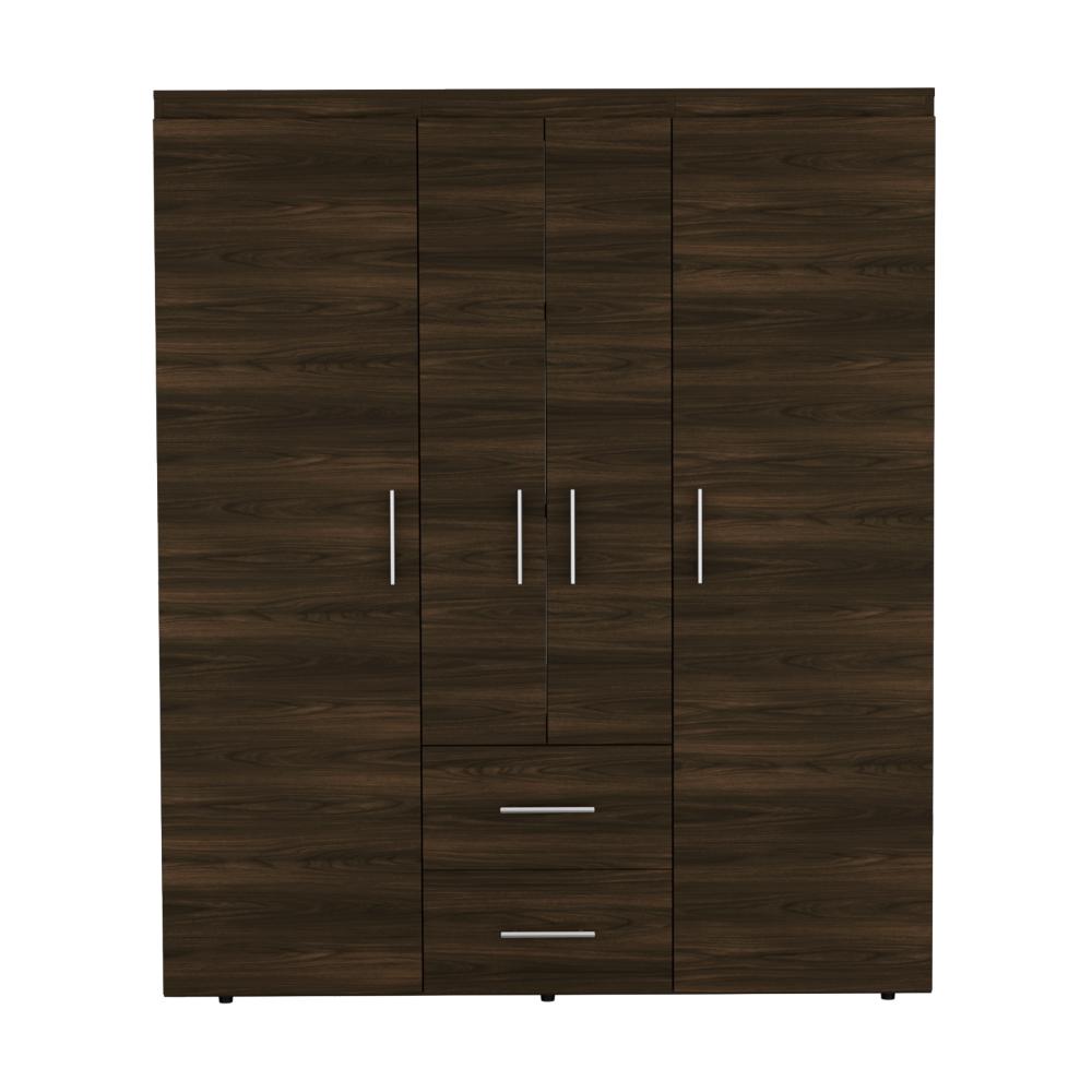 Closet Bariloche Bombay Eco, Nogal Europeo, con Variedad de Entrepaños y Cuatro Puertas Abatibles