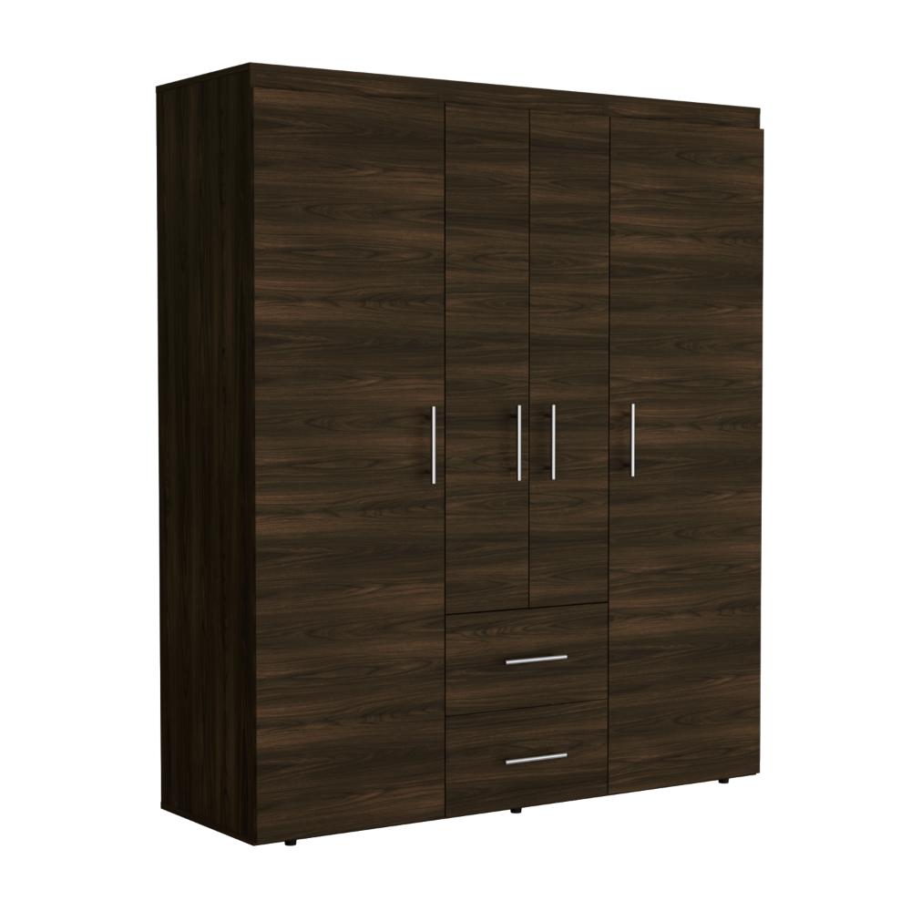Closet Bariloche Bombay Eco, Nogal Europeo, con Variedad de Entrepaños y Cuatro Puertas Abatibles