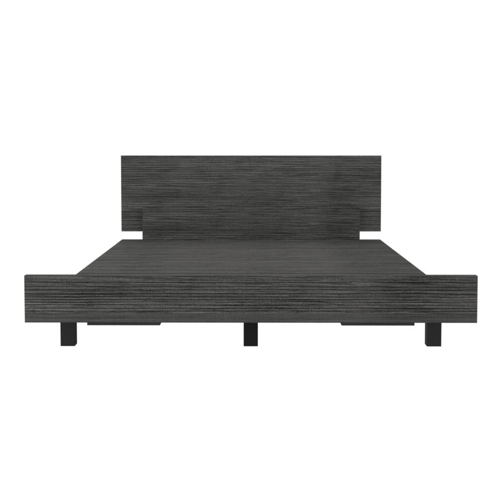 Cama Sencilla Wesley, Gris, con Patas Metálicas