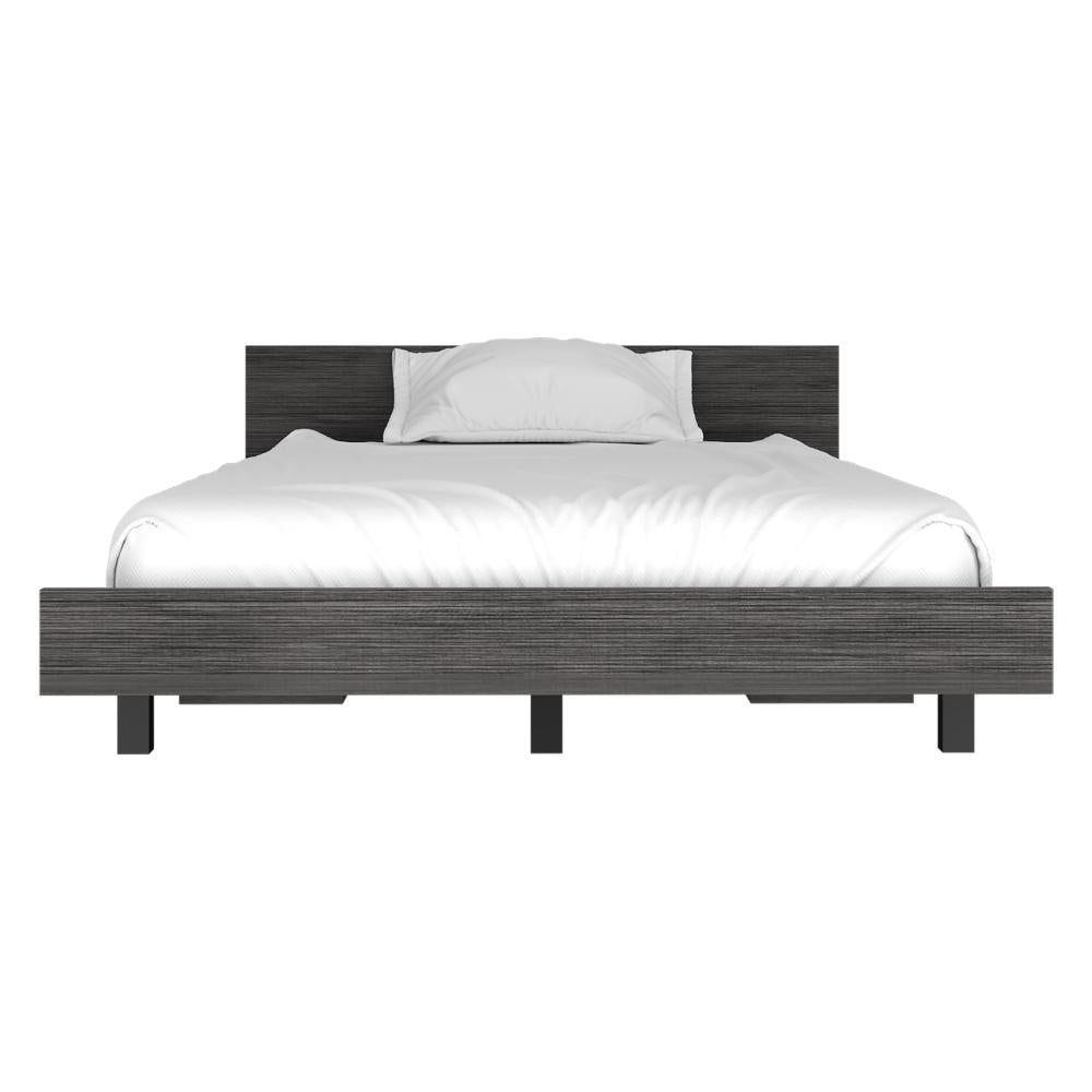 Cama Sencilla Wesley, Gris, con Patas Metálicas