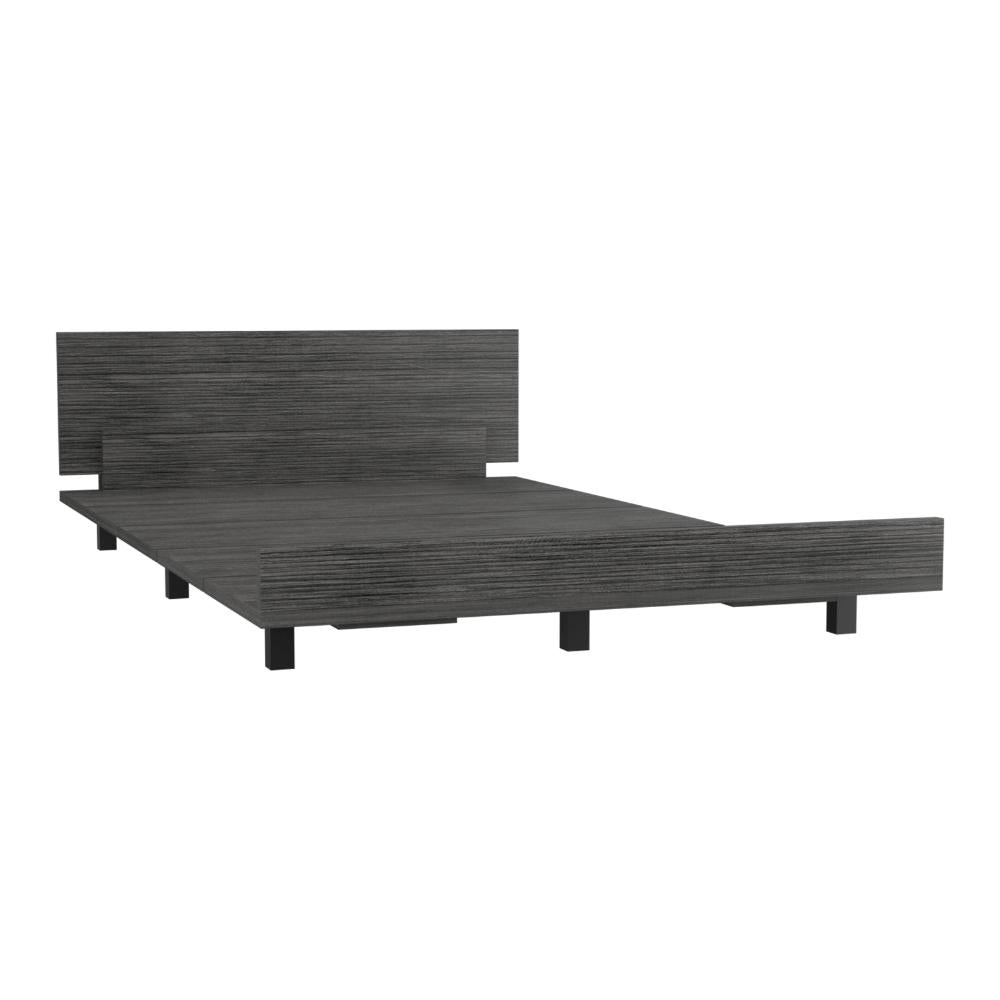 Cama Sencilla Wesley, Gris, con Patas Metálicas