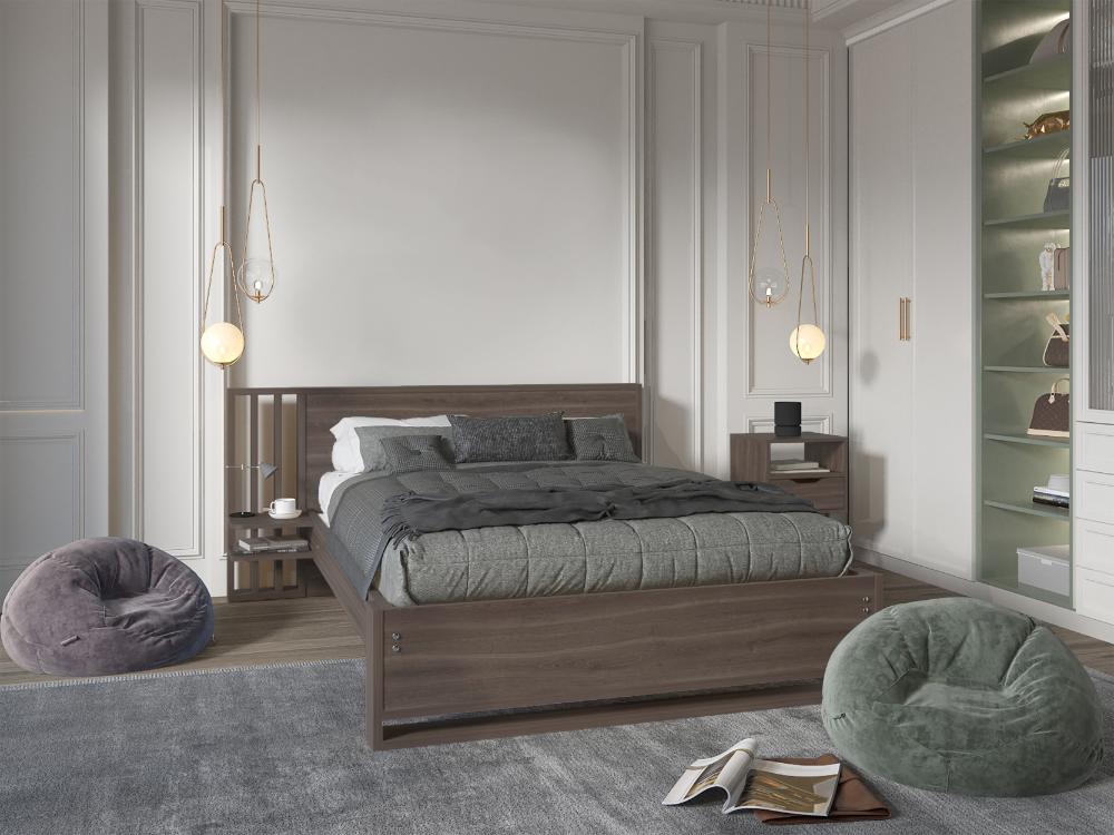 Cama Doble Vanez, Milan, con espaldar alto incluyendo tendida de tablas