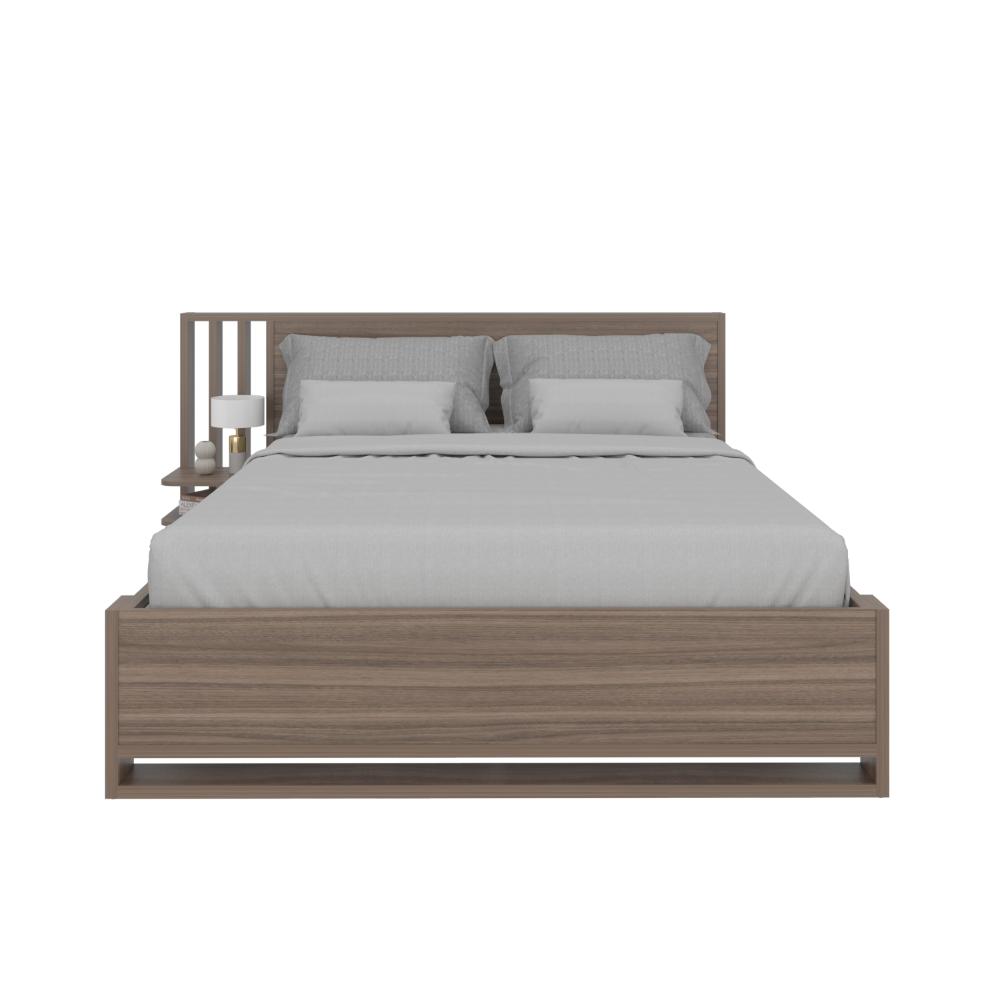 Cama Doble Vanez, Avellana, con espaldar alto incluyendo tendida de tablas