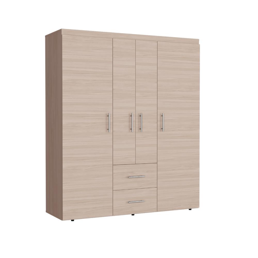 Closet Bariloche Bombay Eco, Nacar y Blanco, Con Variedad De Entrepaños y Cuatro Puertas Abatibles