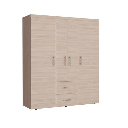 Closet Bariloche Bombay Eco, Nacar y Blanco, con Variedad de Entrepaños y Cuatro Puertas Abatibles