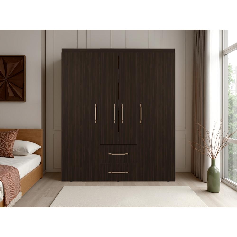Closet Bariloche Eco, Kronos Nogal, Moderno con Variedad De Entrepaños, cuatro puertas y dos cajones ZF