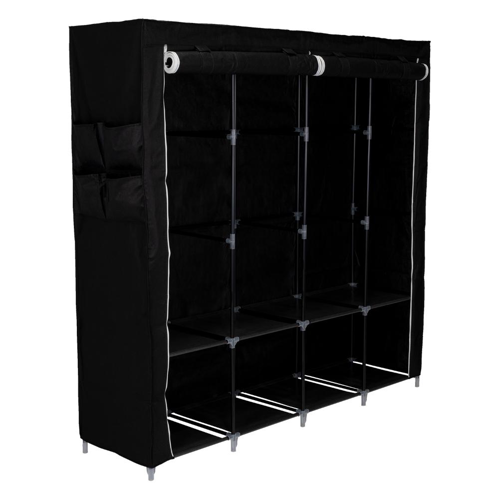 Closet Portátil Garment, Negro, Variedad de Entrepaños en Tela