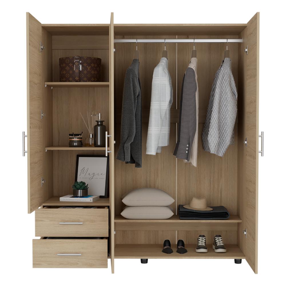 Closet Light, Beige, con Dos Cajones y Tres Puertas Batientes