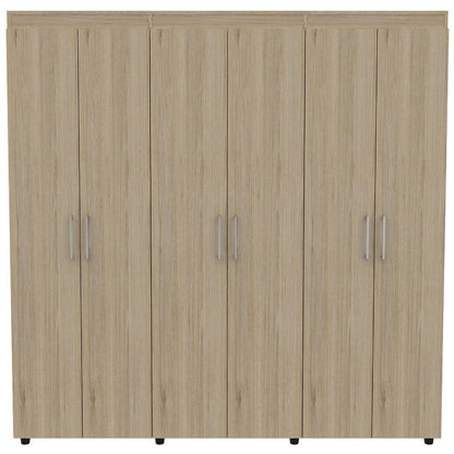 Closet Zafiro, Blanco y Beige, con Dos Cajones Multiusos y Seis Puertas Abatibles