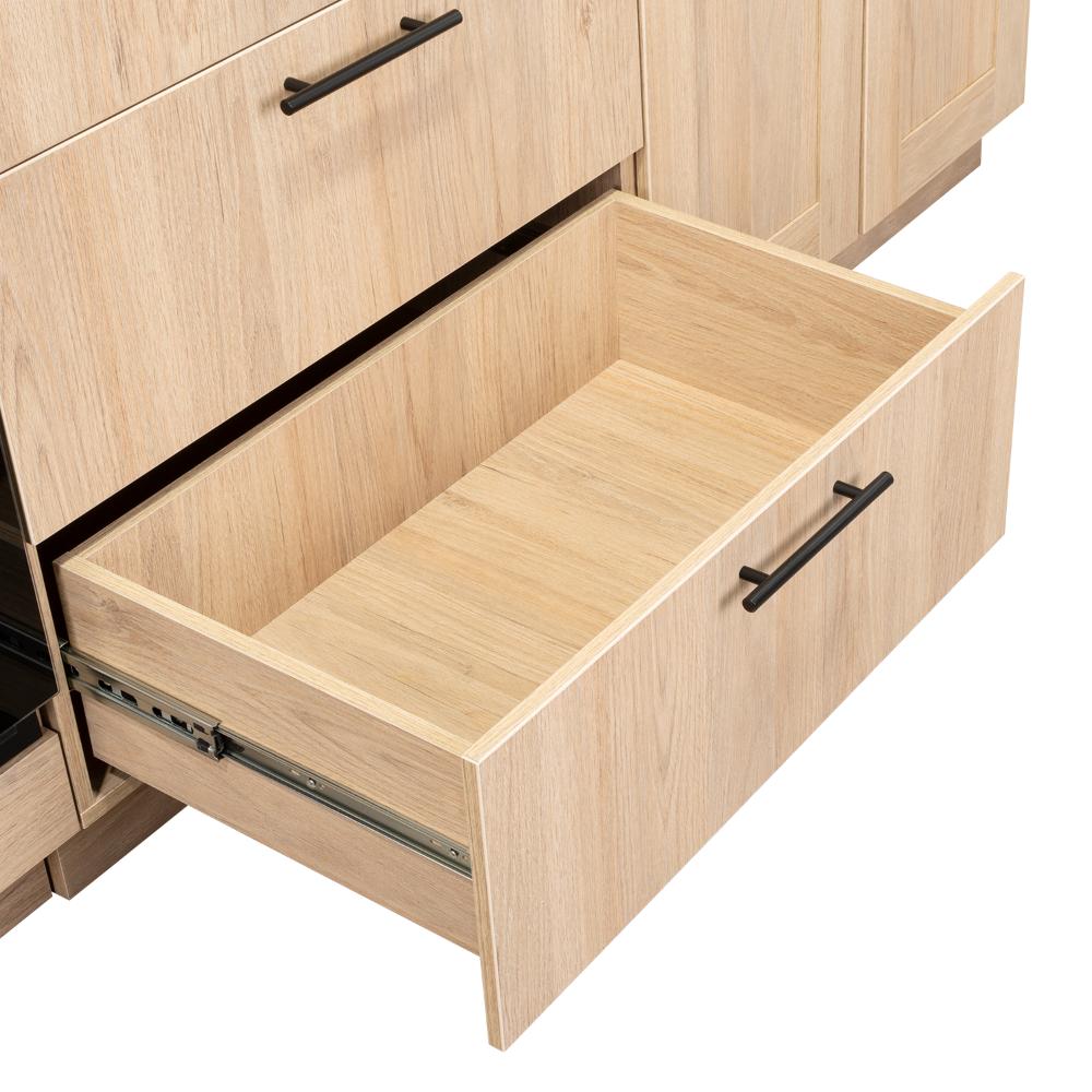 Cocina Integral Elica, Beige, Incluye Mesón Derecho con Estufa 4 Puestos A Gas + Campana + Horno