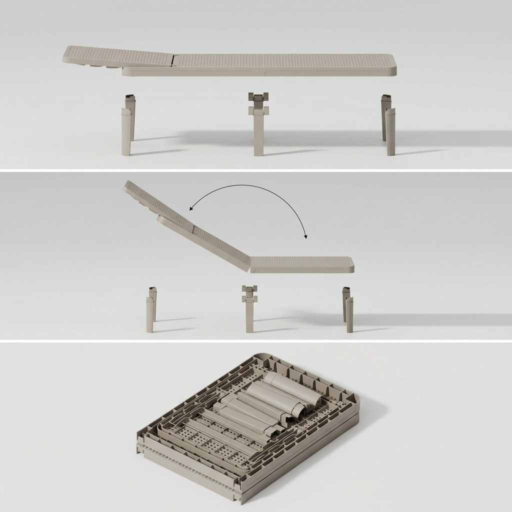 Set de 2 Camas Asoleadoras Delhi, Gris Claro, Diseño Minimalista