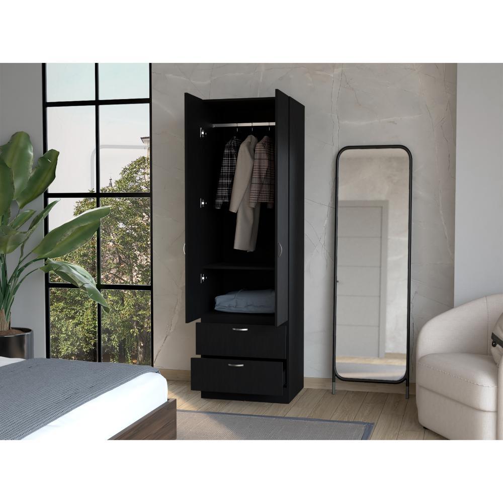 Closet Agata, Wengue, Con Dos Puertas y Dos Cajones ZF