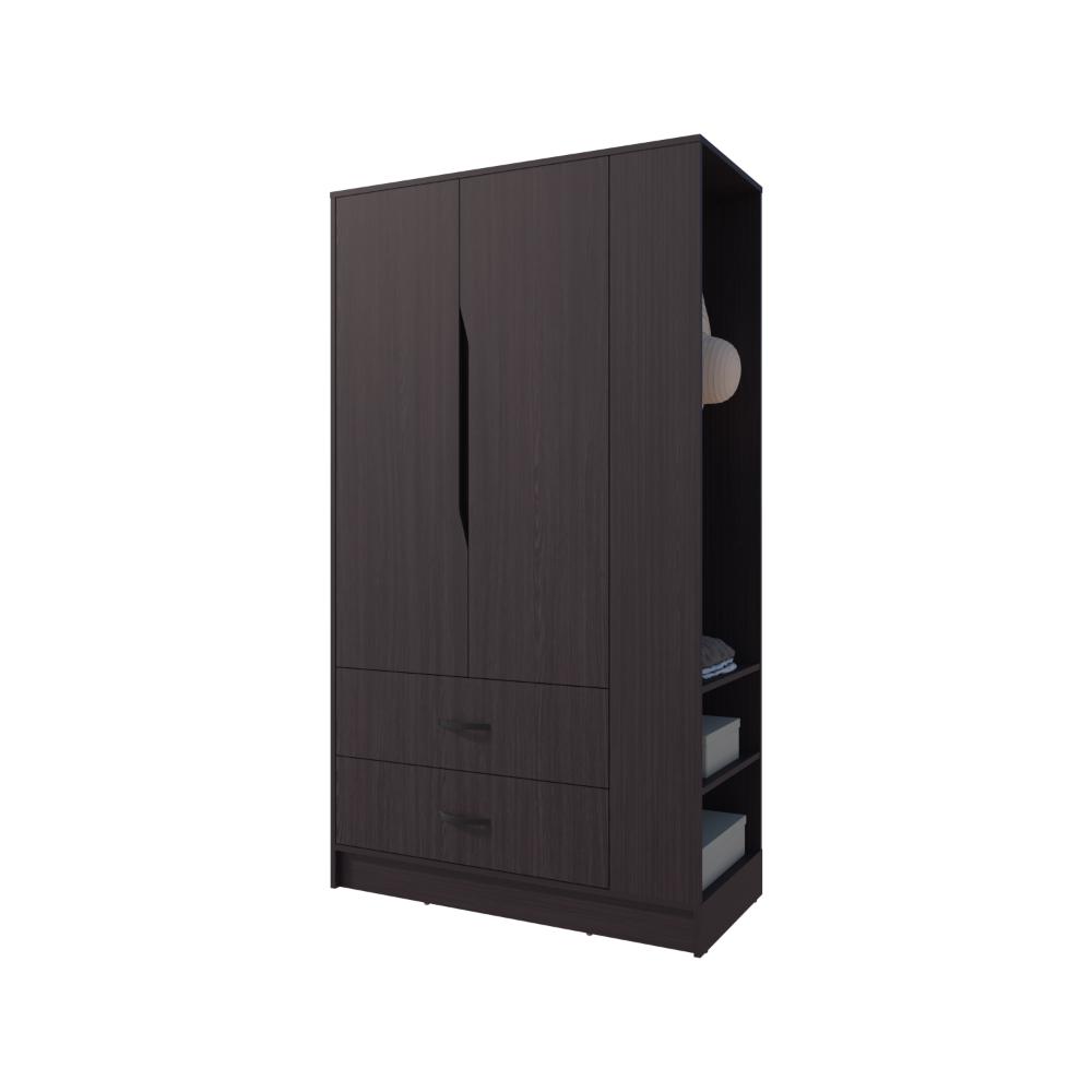 Closet Dakota, Wengue, con tres puertas abatibles y un cajon ZF