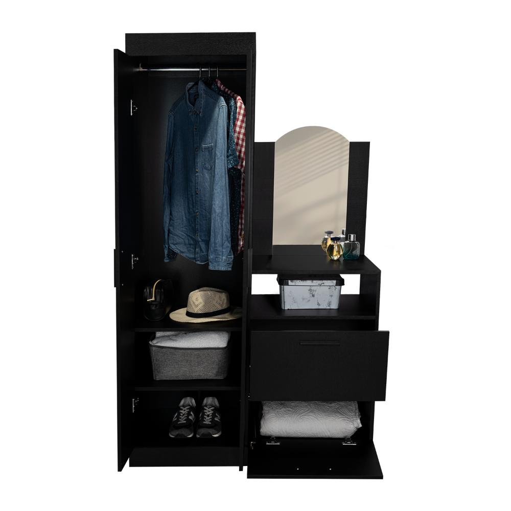 Closet Tocador Praga, Wengue, con diseño moderno incluye Espejo