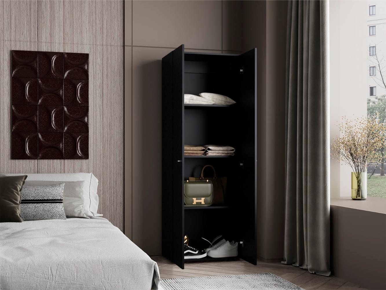 Closet Beico, Wengue, Con Dos Puertas Abatibles y Un Tubo Cromado