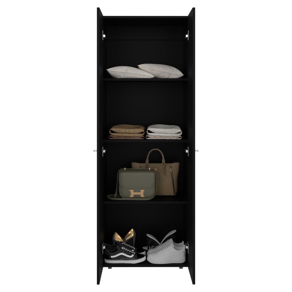 Closet Beico, Wengue, Con Dos Puertas Abatibles y Un Tubo Cromado